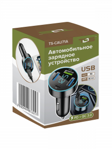 TDS TS-CAU71A ЗУ авто USB (QC3.0 + PD20W,3000mA + USB)